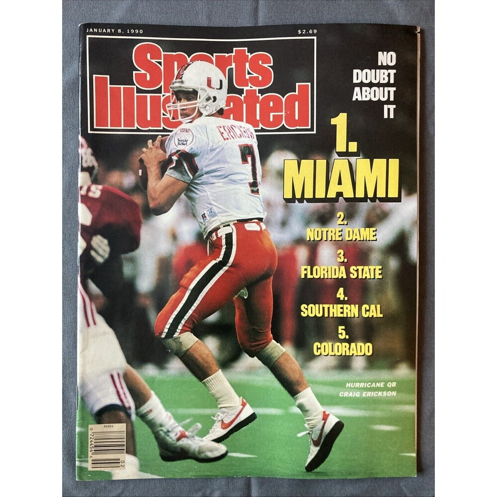 Sports Illustrated Magazine: Craig Erickson Miami Hurricanes (1-8-1990)